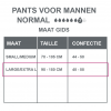 Maattabel pants normal mannen lxl