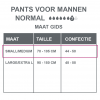 Maattabel pants normal mannen