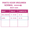 Maattabel pants normal vrouwen